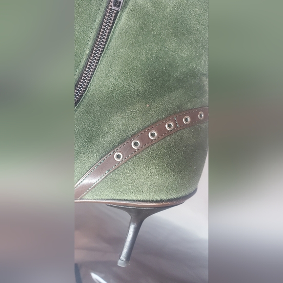 GOFFREDO FANTINI-size 40/10 -suede leather booties- brown leather stitched strap - Picture 11 of 15